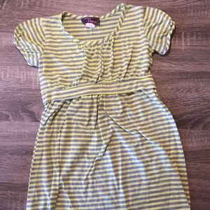 Pinc Kids Short Sleeve Dress Yellow And Grey
